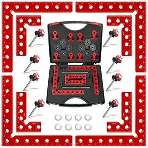Upgraded 8-Pack Aluminum Corner Clamps (24-Piece Set w/ Storage Case), 90 Degree Positioning Squares Kit (5.5" & 3.14"), Right Angle Clamp Set for Cabinets, Drawers & Frames