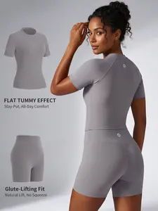 Uncia Active Women's Tracksuit Set - No Seamless Shorts & Raglan Sleeves Tee with Flat Tummy Effect & Glute-Lifting Fit Training Clothes Workout Gym Clothing tiktokshopspringglowup Sporty Style Outfits Yoga Gym Outfits outdoorfun