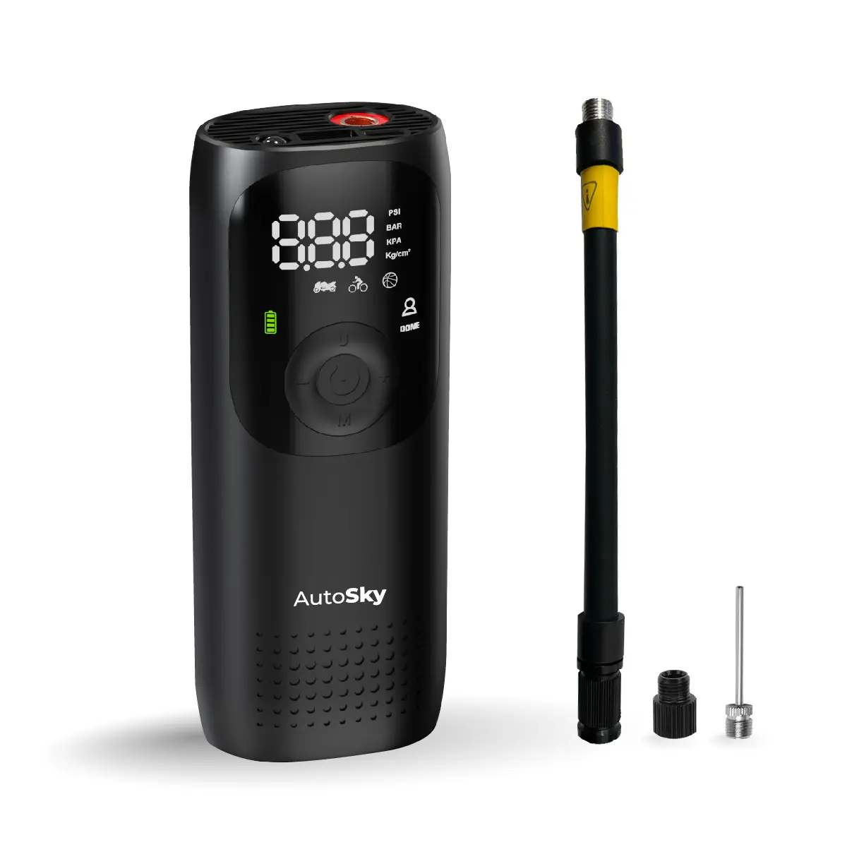 AutoSky Tire Inflator Portable Air Compressor with Auto Shutoff and Pressure Gauge up to 150 PSI - Portable Air Compressor, Air Pump for Car Tires, Power Bank and Emergency Flashlight