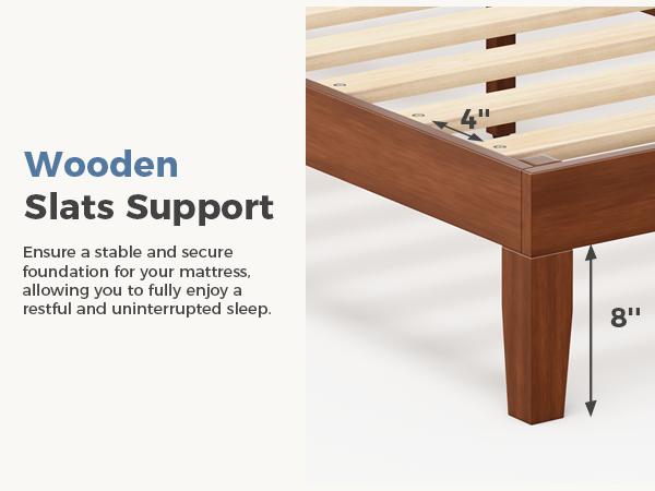 Solid Wood Platform Bed Frame with Headboard, 800lbs Heavy Duty Support, Under-Bed Storage, No Box Spring Needed, Easy Assembly,Rustic Brown