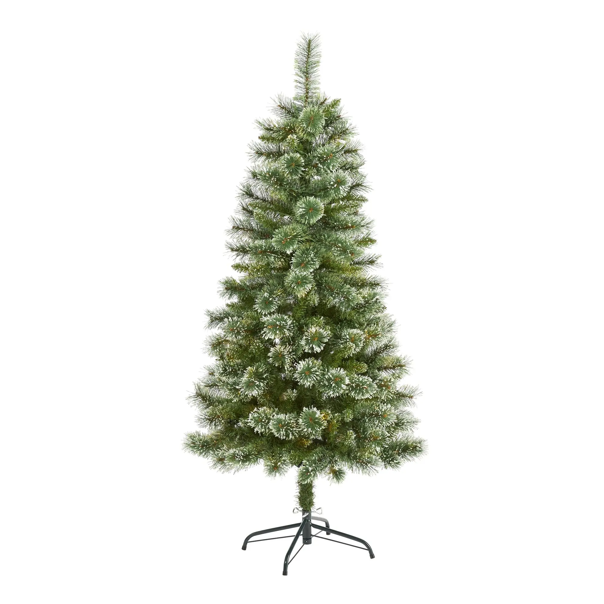 5’ Synthetic Wisconsin Slim Snow Tip Pine Artificial Christmas Tree - Holiday Decor, 298 Bendable Branches, Ornament-Included Festive Piece, Specialty Decor Options, with Stand