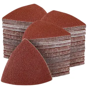 200 count 80mm Triangle Sanding Pads, Hook and Loop Triangular Sandpaper for 3-1/8 Inch Oscillating Multi Tool Sanding Pad, Grit 40/60/80/100/120/180/240, for /Plaster Other Surfaces Polish Sanding