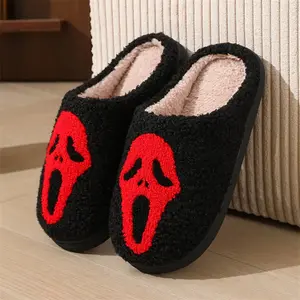 Autumn Winter Halloween Slippers Women Indoor Home Non Slip Warm Cotton Slippers Woman Lightweight Soft Plush Slides plus Size NONE