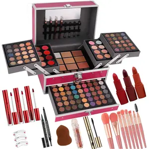 132 Color All In One Makeup Kit for Women & Girls, Professional Full Set Including Eyeshadow, Lipstick, Concealer, Lip Gloss, Eyeliner, Mascara, Makeup Brushes (006N1-Pink) : Beauty & Personal Care