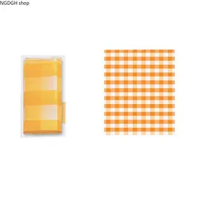 Orange Gingham Disposable Tablecloth - Trendy Classic Picnic Checkered Table Cover Roll, Waterproof Oilproof Easy Clean Disposable Mats, Lightweight Portable for Outdoor BBQ Party Camping Beach & Everyday Picnic Decor