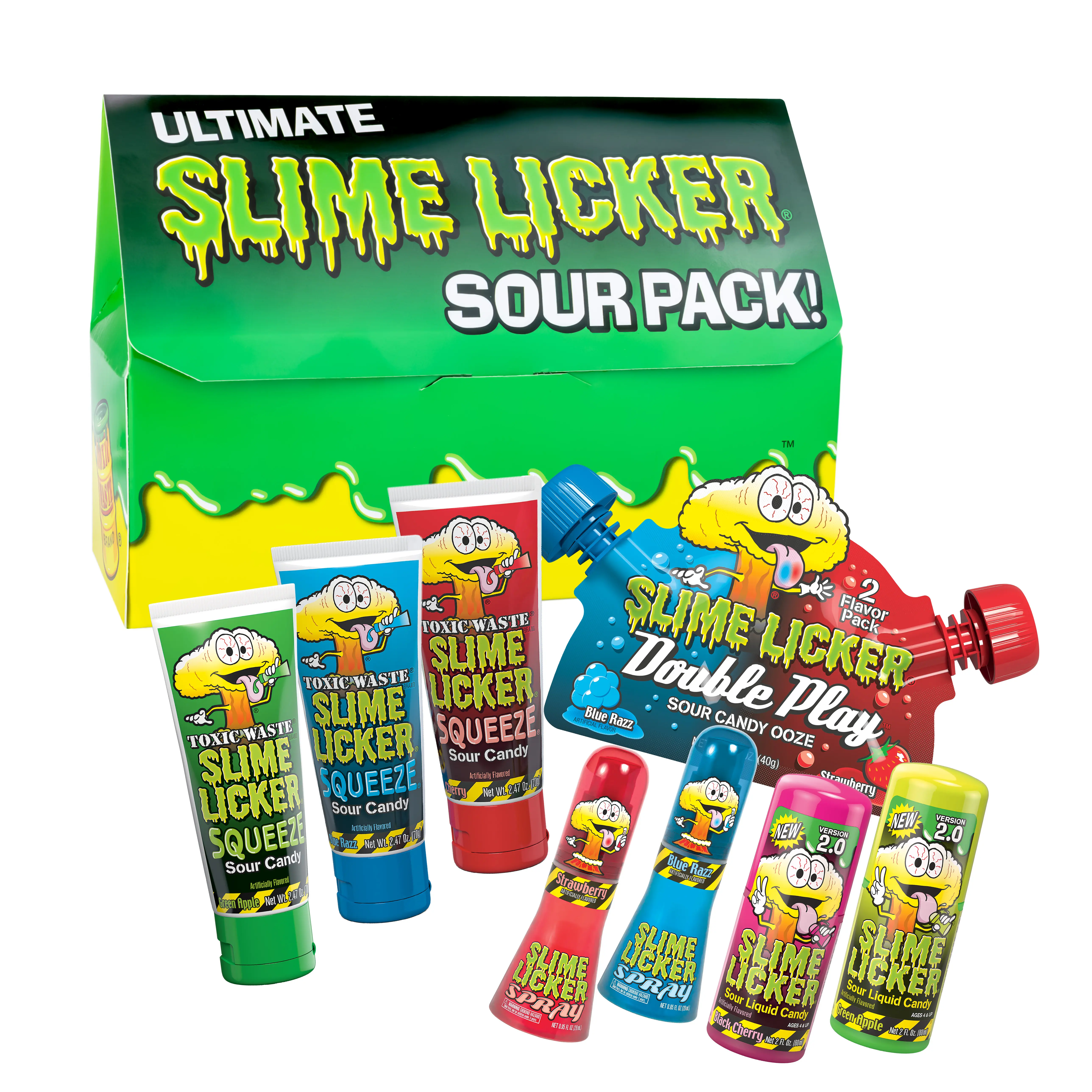 Toxic Waste - Ultimate Slime Licker Variety Pack - Includes 2 Slime Lickers, 1 Double Play, 2 Slime Licker Sprays & 3 Slime Licker Squeeze in a Custom Box