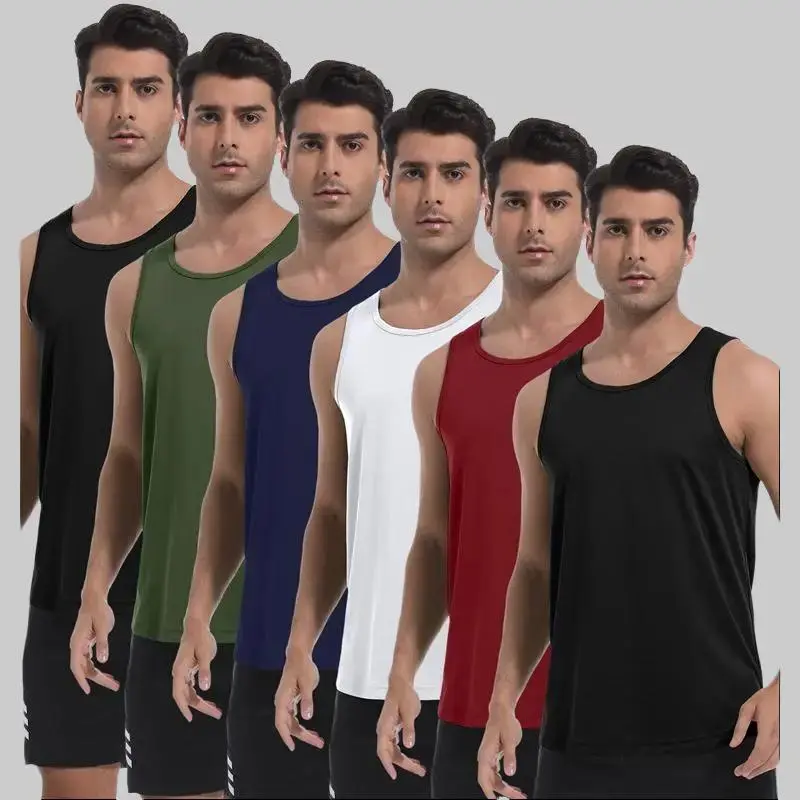 Noeallyrisss 6-Pack Men's Fitted Polyester Cowl Neck Athletic Tank Tops, Quick Dry Breathable Breathing Feature Gym Sleeveless Sports Vests for Active Men