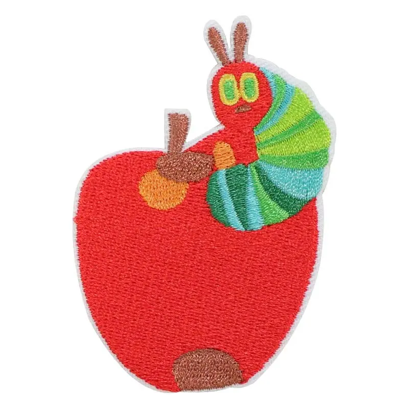 Apple Bug Embroidered Patch for Ironing, Back Adhesive for Clothes Caps and Jackets, Back Pocket Embroidery, Cute Decorative Accessory, Fruit Embroidery, Embroidery Patches