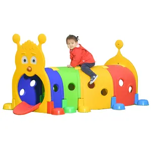 Caterpillar Play Tunnel, Toddler Tunnel for Kids Crawl and Climb Through, Kids' Play Structure Indoor Outdoor, 4 Sections, Multicolored