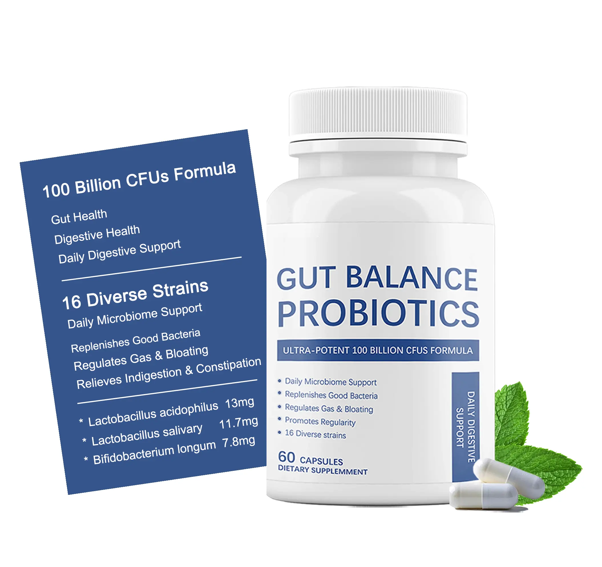 ESUNM Gut Balance Probiotics 100 Billion CFU 16 Strains Organic Prebiotics for Immune Digestive Health Supports Constipation Diarrhea Gas Bloating for Men Women 60ct Regularity Aid - Fitness, Healthcare