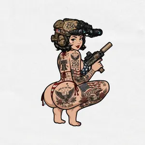 America 250 Pin-Up Girl Sticker  USA 1776-2026 Independence Anniversary Vinyl Decal  Patriotic Tattoo Art  250 Years of Freedom