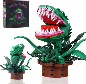 343pcs Man-Eating Flower Building Toy Sets, Featuring Flower-Shaped Man-Eating Beasts (Building Blocks with a Movable Mouth), a Gift for TV Fans, Suitable for Use During Halloween And Christmas,Children's educational toys