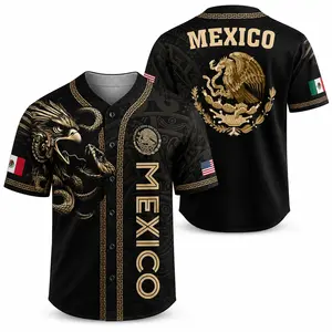 Mexico Flag Baseball Jersey, Green White Red Button Up Shirt, Vintage Mexican Style Jersey, Summer Sportswear, Gift for Men