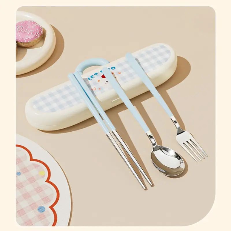 Stainless Steel Travel Camping Cutlery Set, 2-Piece, 3-Piece, Fork Spoon Chopsticks, Portable Dabang Dining Box, Outdoor Gear Essentials, Picnic Essentials
