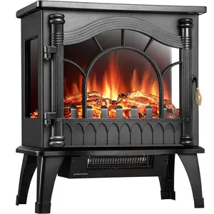 22-inch 3D Infrared Classic 1500W Electric Fireplace Stove, Freestanding Fireplace Heater,Thermostat, Overheating Protection, for Indoor Use heaters