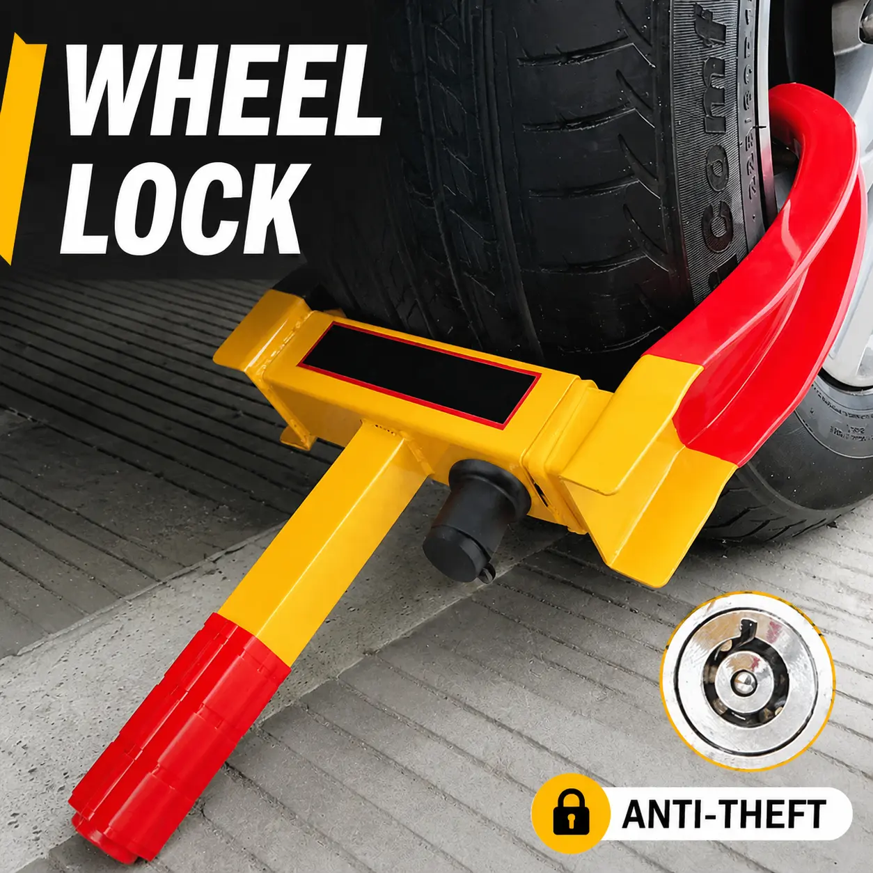 Heavy Duty Wheel Lock Clamp Anti Theft Device for Cars, SUVs, Trailers & RVs, Universal Adjustable Tire Lock Security Clamp with 3 KeysParking Enforcement Lock  Trailer Security Device#WheelLock #TireLock #AntiTheftDevice #WheelClamp