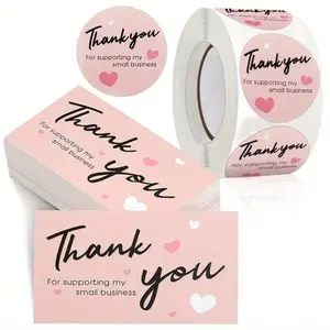 "Thank You for Supporting My Small Business" Stickers - Waterproof Self-Adhesive Durable Sealing Stickers with Elegant Cursive Script & Heart Design, Mixed Colors for Envelopes, Gift Packaging, Promotional Materials, Envelope Seals,