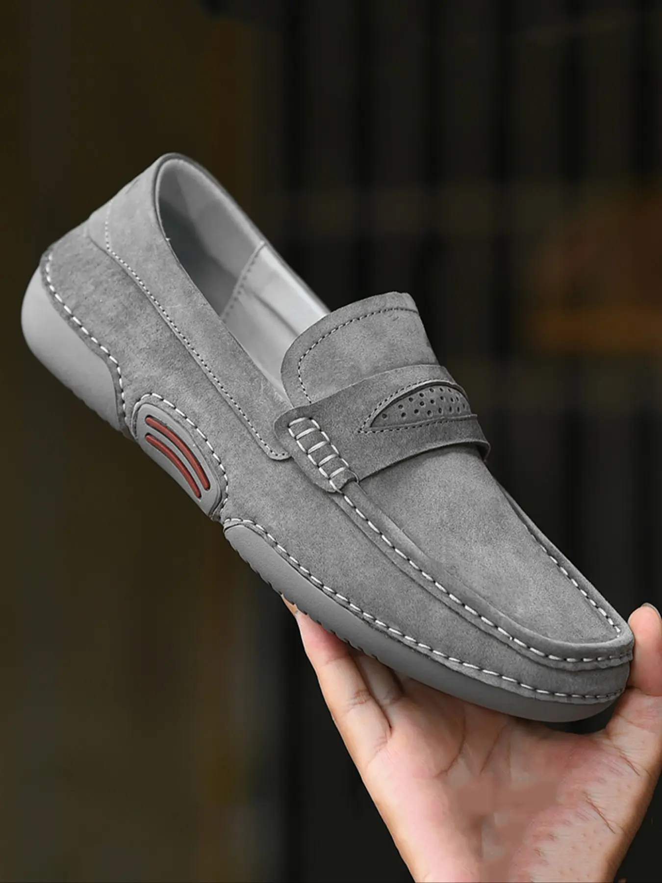 Men's Handmade Low-Top Casual Loafers, Fashionable Lightweight Slip-On Driving Shoes, Casual Driving Footwear, Comfortable Breathable Non-Slip Rubber Sole Sneakers