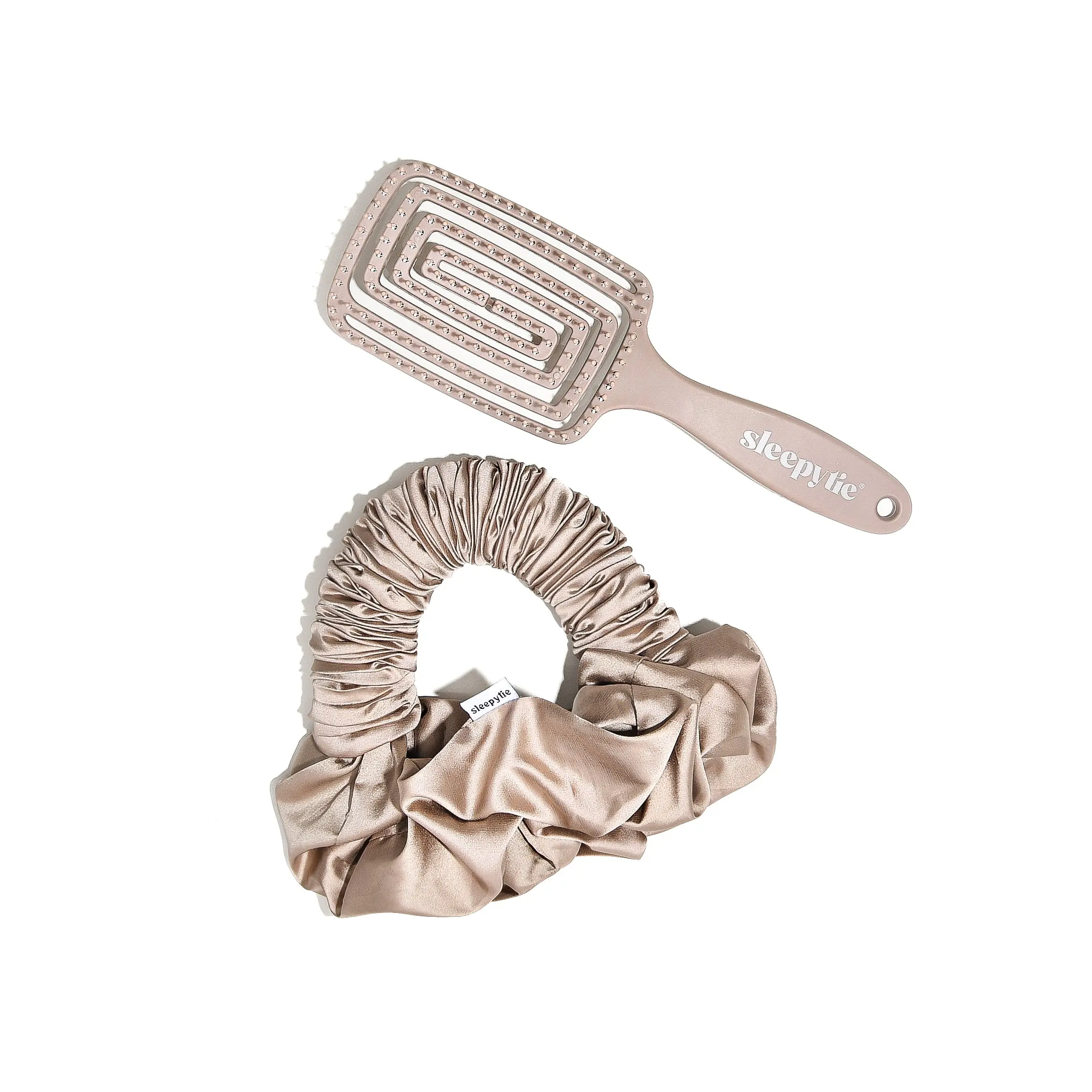 Unisex Heatless Curly Hair Styling Tool Duo Kit - Overnight Curls, Paddle Brush, Sleepy Tie, Reusable Chic Carry Bag, Exclusive Serene & Slumber Colors, Heatless Curls, Adults