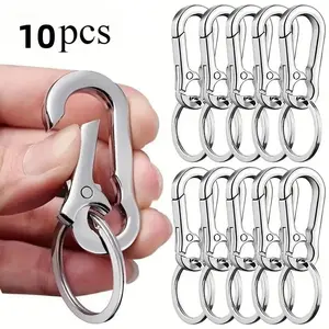 Stainless Steel Carabiner, Heavy Duty Carabiner, Climbing Carabiner, Metal Carabiner, 10pcs Stainless Steel Mountaineering Keychain, Circular Gourd Shaped C-shaped Hook Keychains with Floating Function, Outdoor Accessories