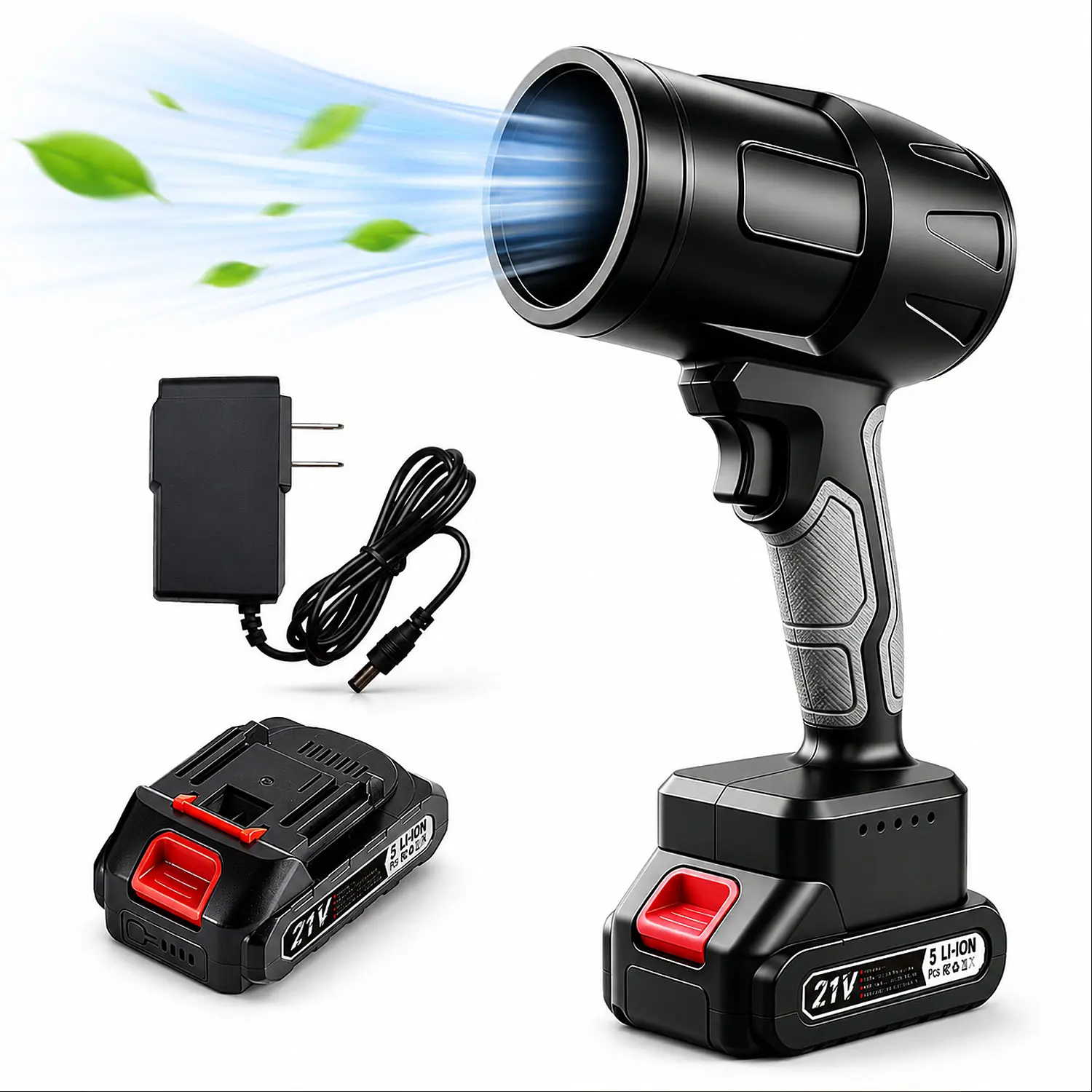 Powerful Cordless Air Duster Turbo Jet Blower, Cordless Violent Turbo Fan Pure Copper Motor Handheld Leaf & Snow Blower Portable Air Duster for Car Drying Garden Household Great Holiday Gift