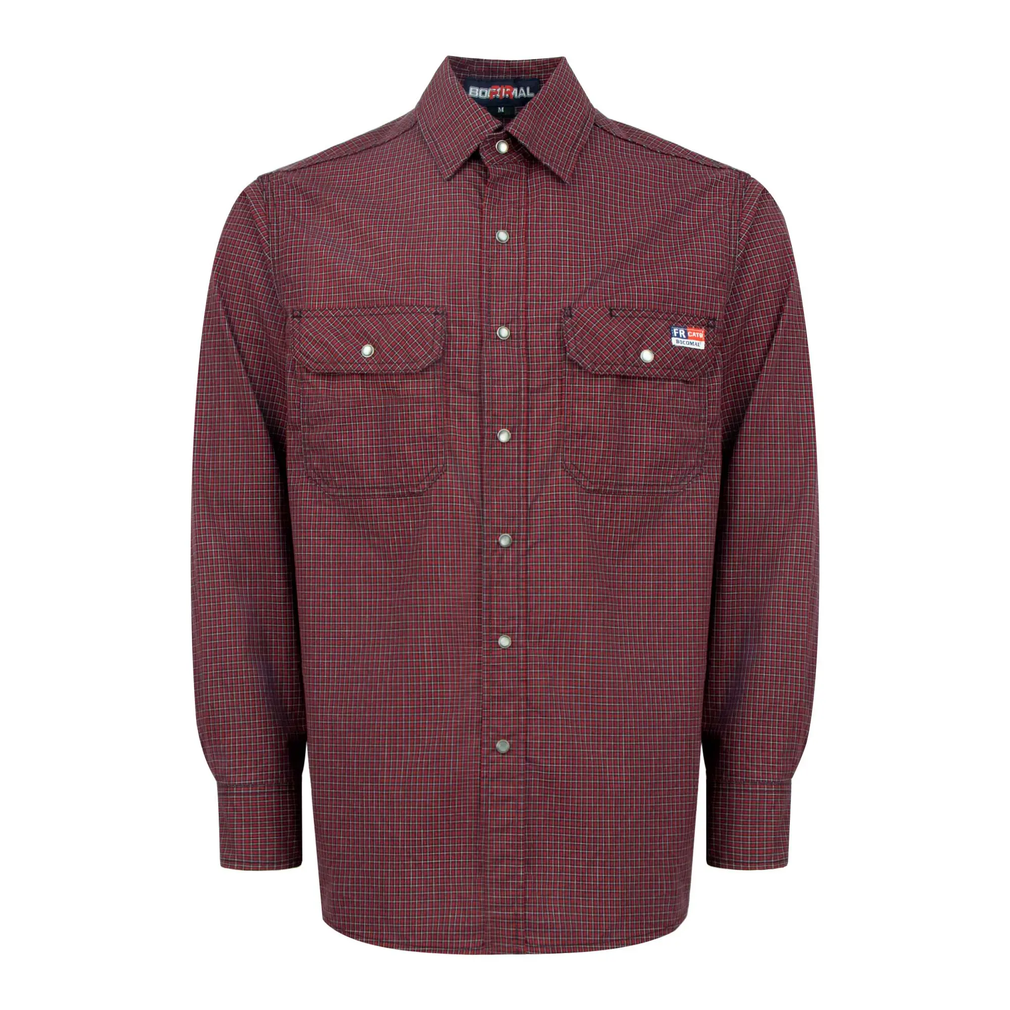 Men's 5.5 oz Checkered French Shirt - Button-Front, Relaxed Fit, Chest Pocket on Each Side, Ironworkers Workwear, Style B841