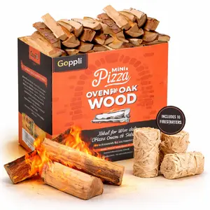 Pizza Oven Firewood – Mini Oak Logs 5.25” + Firestarters For Ooni, Gozney, Solo Stove & Portable Pizza Ovens Charcoal Bbq Grill Barbecue