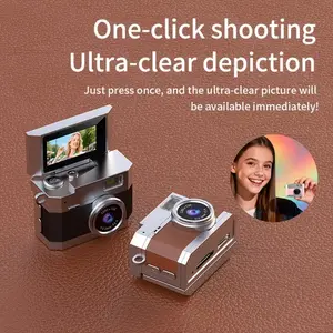 Vintage Compact Mini Digital Camera, 2026 Upgraded Durable Point & Shoot, 1.47" Flip Screen, 1080P FHD 32GB Keychain Design, Built-in Flash, Selfie & Recording Functions, Portable Digital Camera for Teens Travel Vlogging