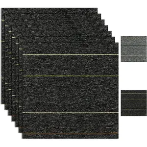 Square Self-Adhesive Carpet Tiles, 12"x12"Peel and Stick Floor Carpet Squares, Soft Low-Pile Carpet Planks for  Office Basement, (10Pcs Dark Grey)