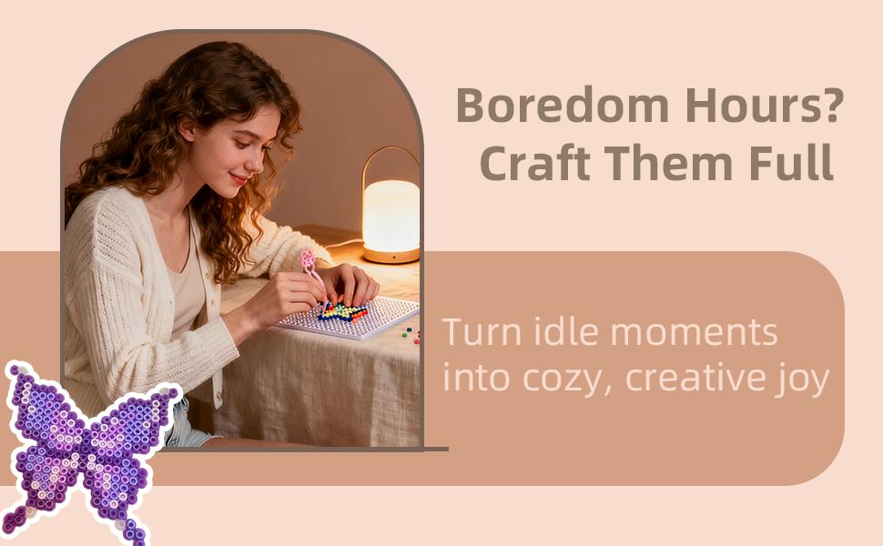 Psykade Fuse Beads Kit-Easy DIY-96 Colors 53000 2.6mm, 200+ Patterns, Built-in Iron |   DIY Crafts Supplies for Women, Art Decorations for Room, Ideal Gift,Pixel Art,All-in-One