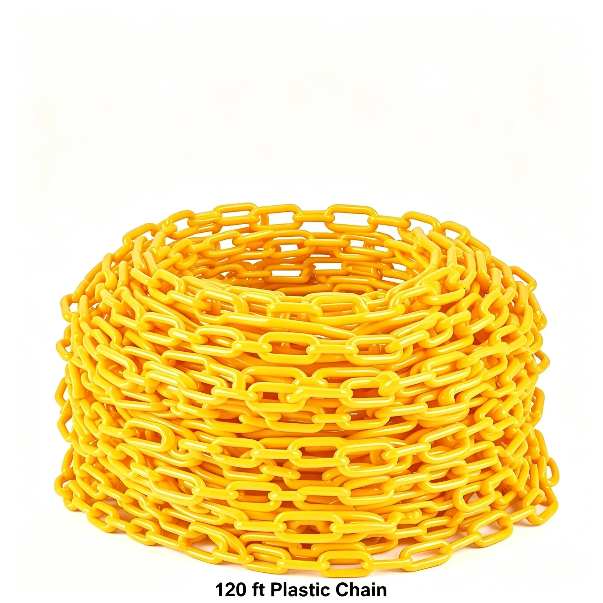 Garvee UV-Resistant Plastic Safety Barrier Chain for Crowd Control - 120ft Bulk Pack Roll, 6mm Links, 25 Hooks, Construction Accessories - Outdoor Use for Driveways, Work Sites
