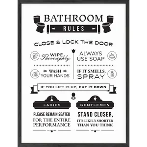 Funny Bathroom Rules Poster - Artistic Wall Decor Print for Room Aesthetic and Vibe