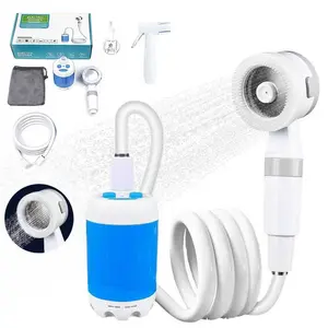 Portable Camping Shower Pump - Rechargeable Outdoor Shower Head Sprayer, Pumps Water from Bucket, Experience Refreshment Anywhere, Perfect for Camping, Hiking, Travel, Car Washing & Pet Cleaning