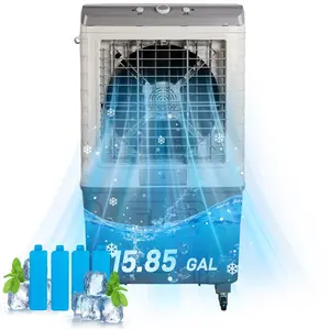 【Summervibes】3 in 1 Portable Evaporative Cooler,707L,Indoor,Outdoor,3065 CFM Personal Air Cooler,15.85 Gal Large Water Tank & Scroll Casters, 4 Ice Packs,White and Gray