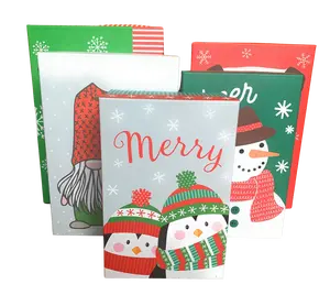 The Seasonal Shop Set of 5 Nested Stackable Christmas Gift Boxes - Vintage-Style Cardboard Boxes for Wrapping Presents or Decorating