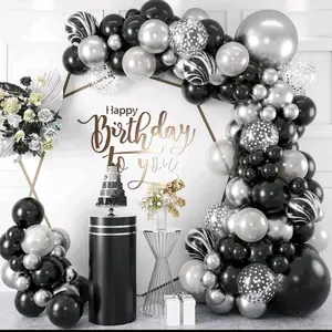 89 PC DIY Balloon Garland Set/Black and Silver Party