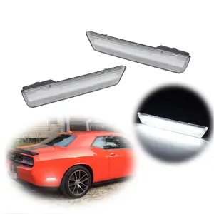 2pcs Clear Lens White Rear Side Marker lamps LED Lights For 2008 2009 2010 2011 2012 2013 2014 Dodge Challenger, Replace OEM # 68039504AA 68039505AA