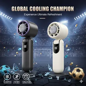 Portable Handheld Turbo Fan - 5-Speed ​​High-Speed ​​- Superconductor Ice Cooling Function, 4000mAh Rechargeable Mini Personal Fan, Delivers Cool Air, Battery Powered, Travel Essential, Perfect for Beach Vacations, Unisex Gift