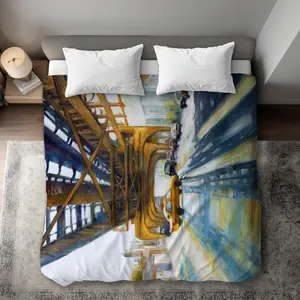 Begin Home Decor C1DCKSW0MC8P62 Cars Under the Bridge - Building Contemporary King Size Duvet Cover - Home Decor