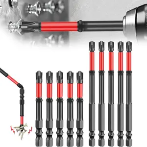 FPH2 Impact Screwdriver Bit Set for Electricians, S2 Steel 65mm & 110mm, 1/4 Inch Hex Shank Magnetic Cross Slot Screw Driver Drill Bits Used on Circuit Breakers