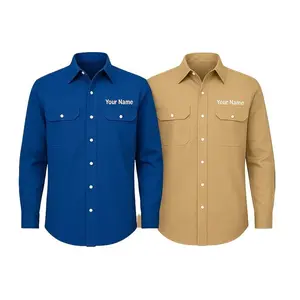 Texas FRC HRC2 100% Cotton Pearl Snap Button Up Work Shirt Navy/Khaki S-2XL Flame Resistant for Welding Refinery with Embroidery Option
