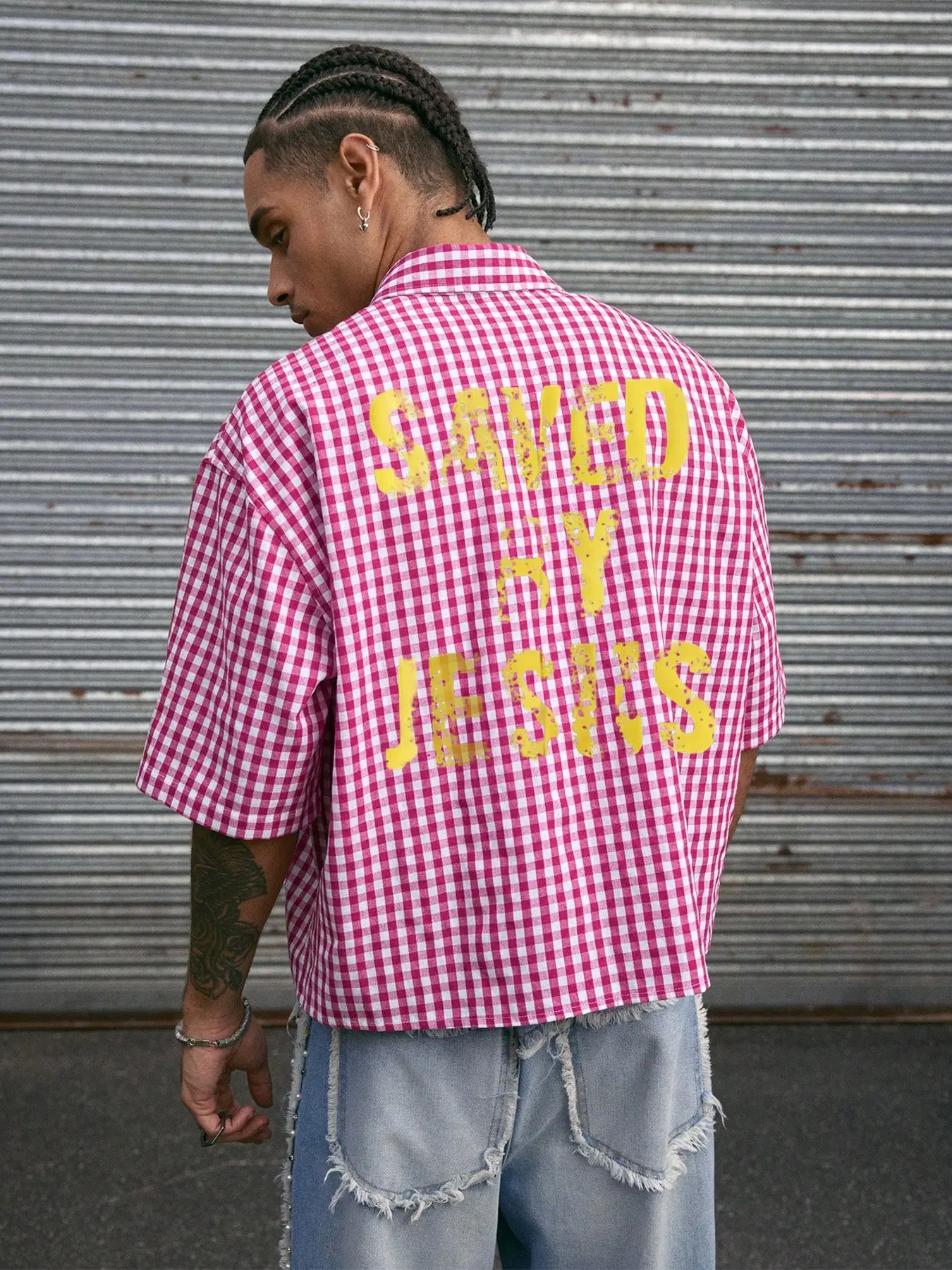 Men's Short Gingham Print Sleeve Shirt, Fashion Casual Top for Daily Wear, Trendy Design with Comfort, All Seasons Clothing