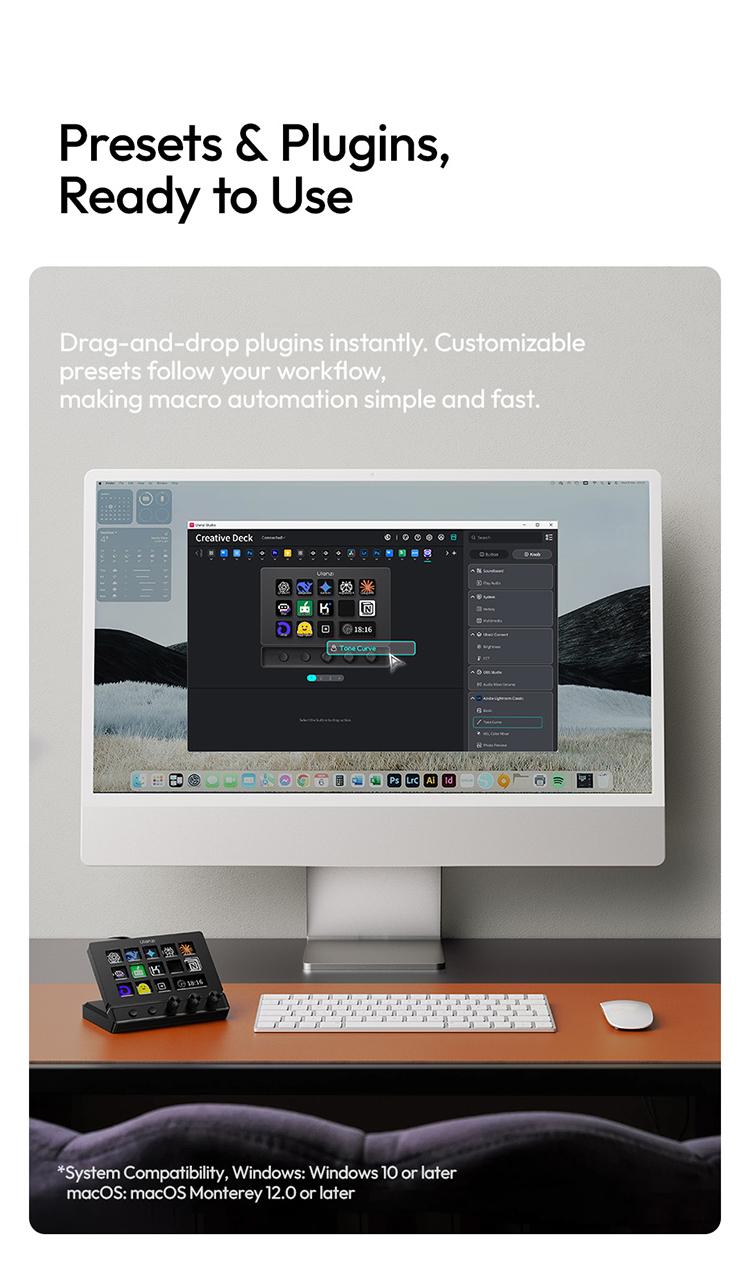 ULANZI D200X Stream Controller with 3 Knobs, 14 Customizable LCD Keys Macro Keyboard, 8-in-1 USB-C Hub Docking Station with 4K HDMI Content Creator Equipment for OBS/Video Editing/Photography/PC