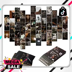 Yopyame 50PCS Dark Academia Aesthetic Photo Collection Kit, Retro Style Collage for Teens Room Decor, Wall Prints and Small Posters