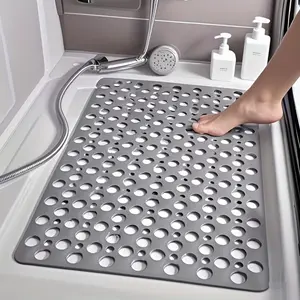1pc - Quick Drying Anti-Slip Bath Mat | Silicone Shower Mat with Circular Hole Design, Massage Ring, Suitable for Shower Rooms, Hotels, Toilets, Bathtubs, Non Slip Mats, Bathroom Floor Mat