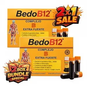 (5) BedoB12 Extra Fuerte 2-Box Bundle – High Potency Vitamin B Complex – 2 x 12 Ampoules 15ml – Energy and Daily Wellness Support