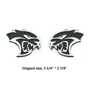Hellcat Side Emblem Badge Set for Dodge Challenger & Charger – Black/Red/Chrome Replacement Badges, 2-Pack Exterior Upgrade for Muscle Cars