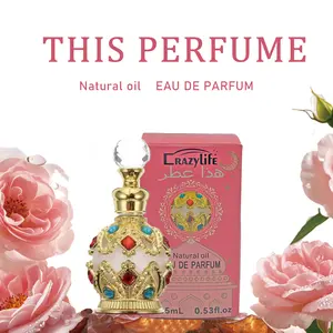 Dubai-Inspired Perfume Oil for Women 0.5oz, Long-Lasting Arabic Concentrated Fragrance with Dropper, Halal Plant-Based Attar Oil – Golden Floral Scent with Jasmine, Rose, Vanilla, Amber & Musk – Luxurious Gift for Daily Wear, Dates & Holidays
