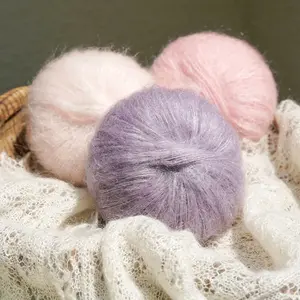 [4 Skeins Mohair Blend Yarn Soft] Luxurious Soft Mohair Blend Yarn - 4 Skeins, 25g Each, 160m - Perfect for Knitting & Crocheting Sweaters, Shawls, and Scarves - Available in Multiple Colors