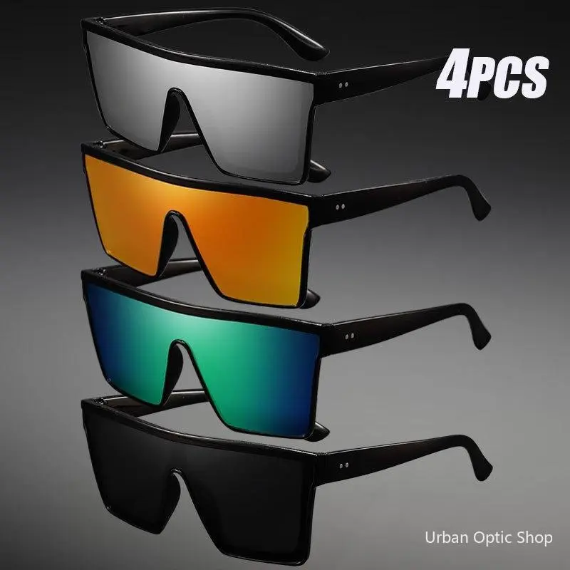 XUH 4-Pack Oversized Sport Sunglasses for Men & Women, Lightweight 1-Piece Driving Eyewear with Anti-Glare UV Protection Lenses, Lightweight Sports Sunglasses, Sunglasses For Women